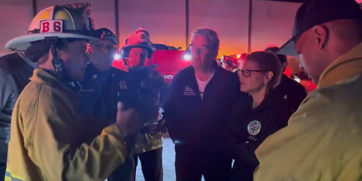 Mayor Karen Bass speaking to first responders