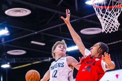 Johnny Furphy about to dunk.