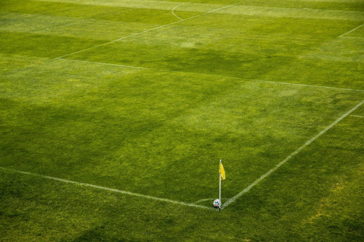 Football prepared for corner kick
