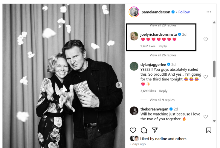Joely Richardson IG comment