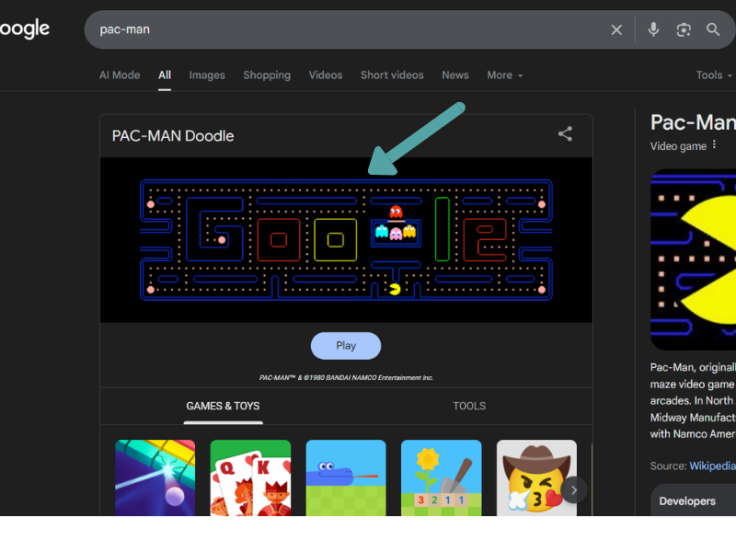 Google Pac Man Mini Games