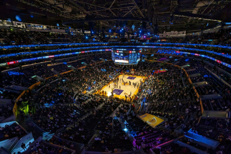 A view of a basketball court from above