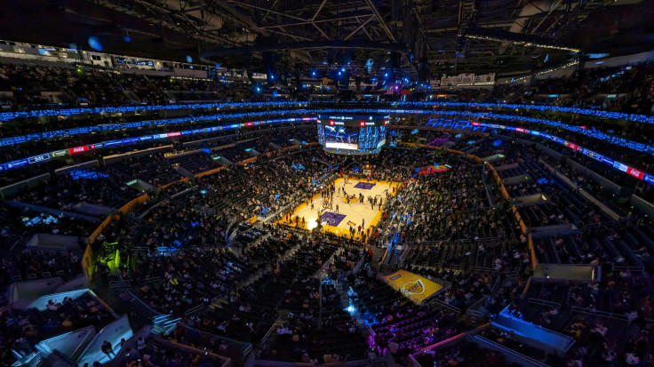 A view of a basketball court from above