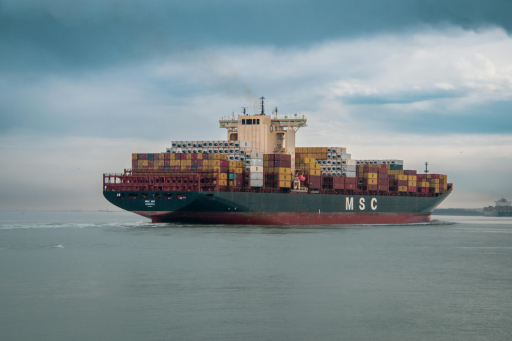 Bulk ship floating on the ocean