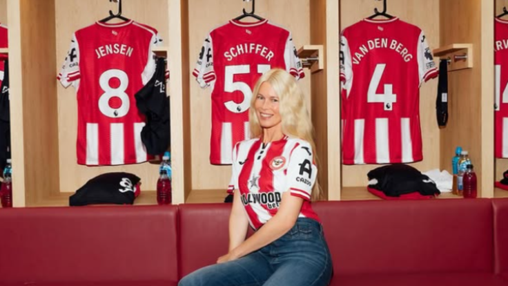 Claudia Schiffer at Brentford FC locker room