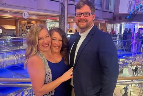 Abby and Brittany Hensel with husband Josh Bowling