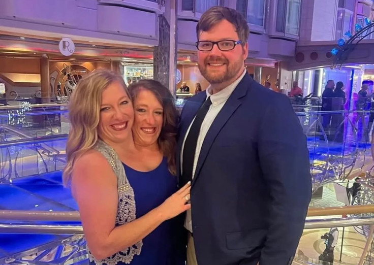Abby and Brittany Hensel with husband Josh Bowling