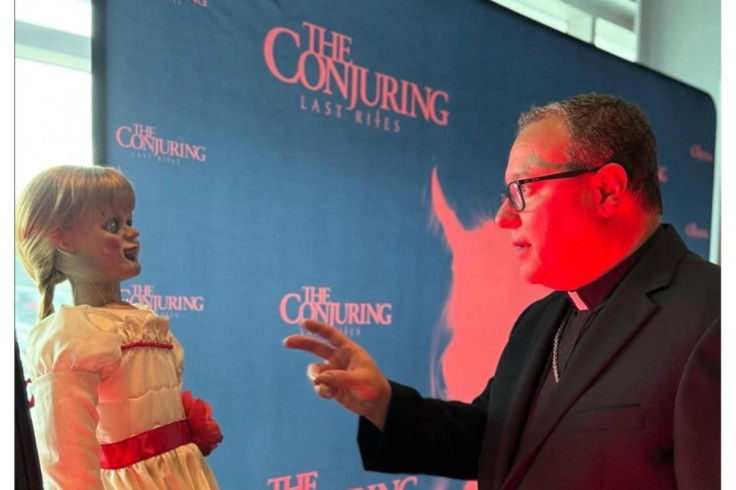 Bishop Ouellete and Annabelle doll