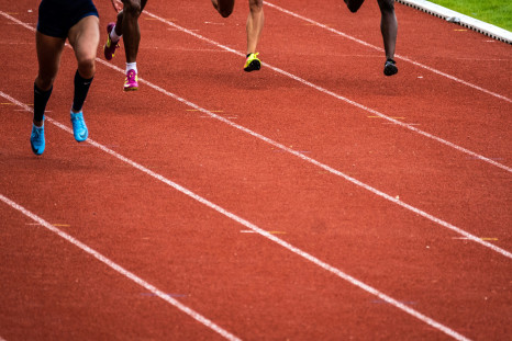 People running on a race track