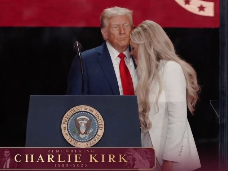 Donald Trump embracing Erika Kirk