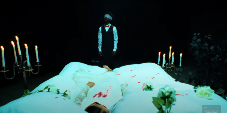A screengrab from D4vd's 'Romantic Homicide' music video.
