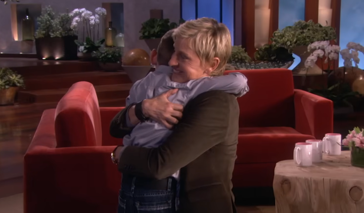 Ellen DeGeneres hugging Tayt Anderson