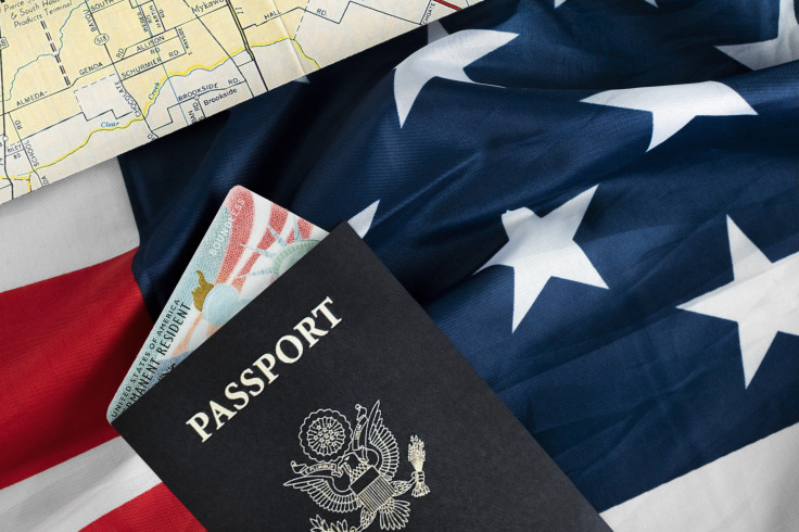 Passport on American flag