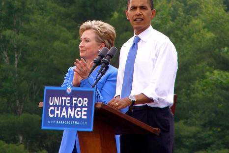 Hillary Clinton endorsing Barack Obama.
