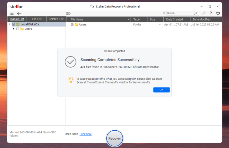 Stellar Data Recovery