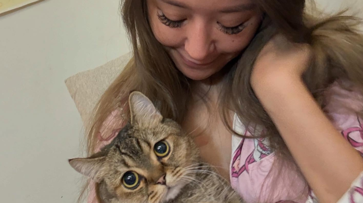 Iris with her cat