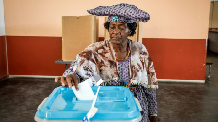 A woman votes during the Namibian election in 2024
