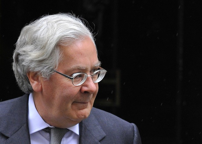 Bank of England Governor King leaves the British prime minister's offices at 10 Downing Street in central London