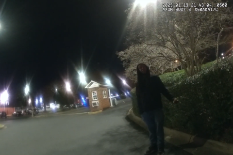 Still from bodycam footage released by CMPD
