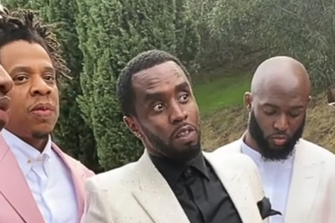 Jay Z During Diddy's Speech At Roc Nation