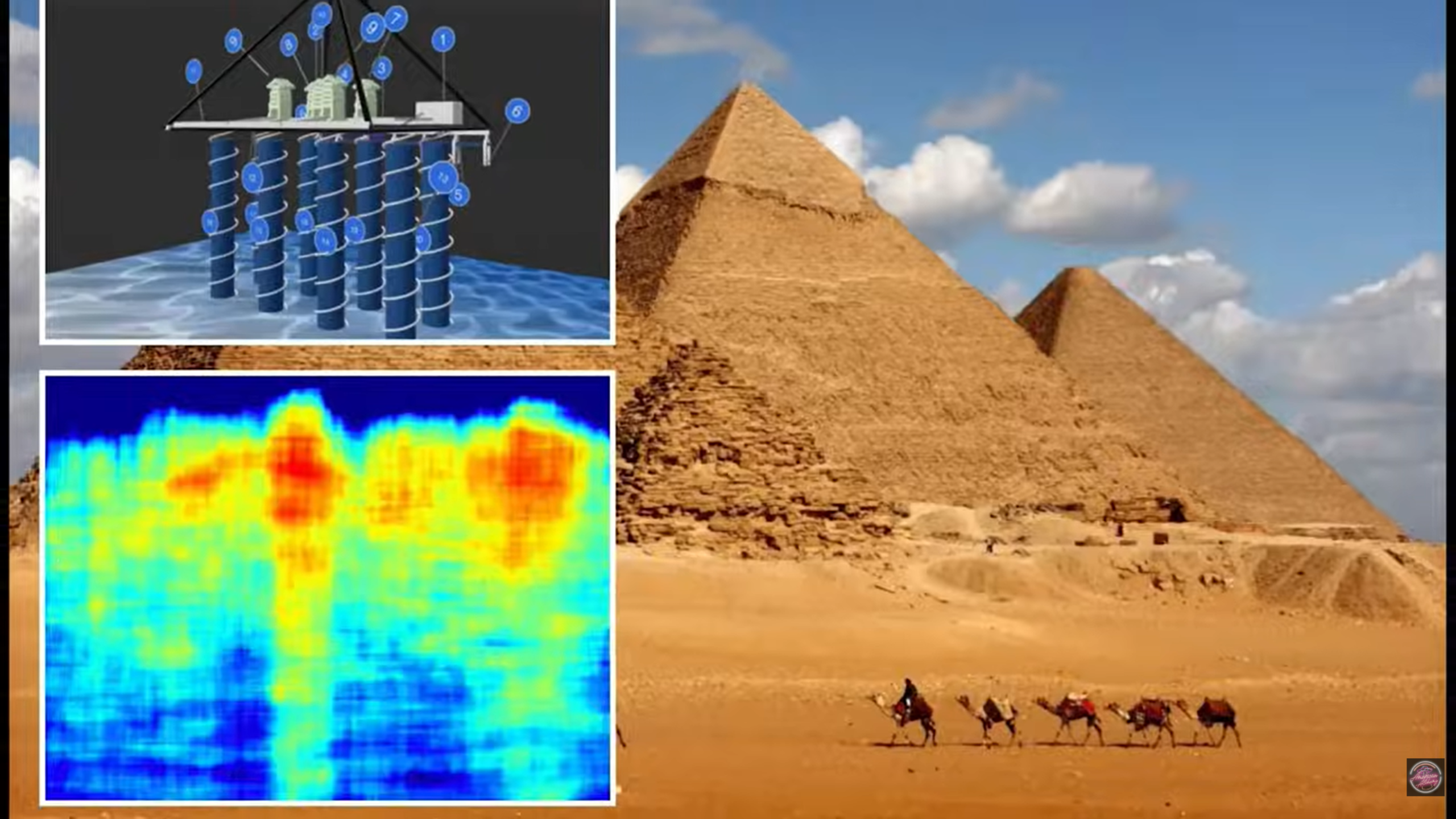 Giant Engineered Structures Under Pyramids