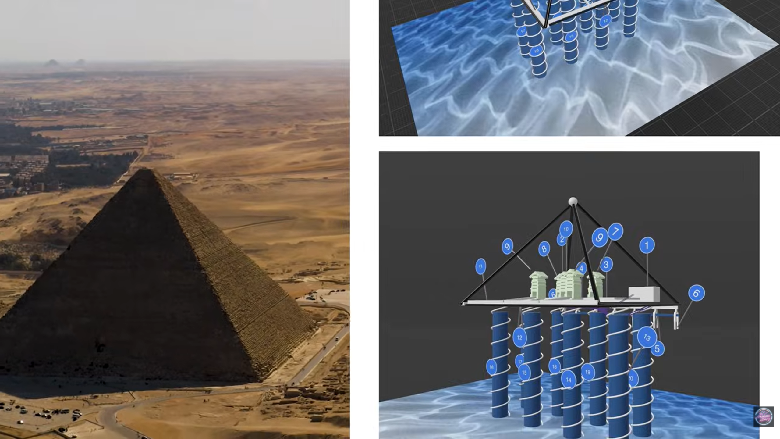Giant Engineered Structures Under Pyramids