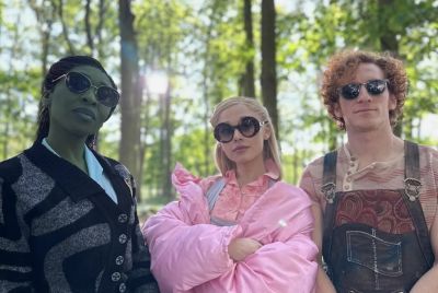 Cynthia Erivo, Ariana Grande and Ethan Slater