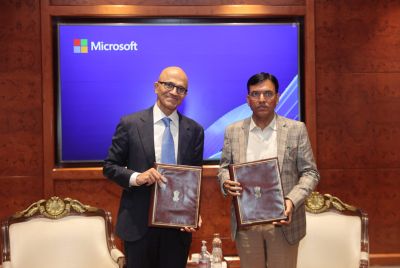 Microsoft CEO Satya Nadella and India's Labour Minister Dr. Mansukh