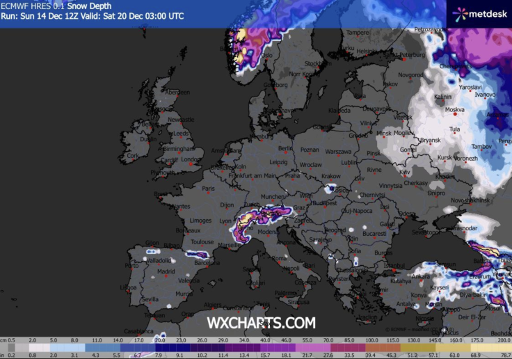 WXCharts Snow Map Europe