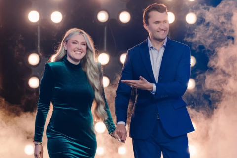 Erika Kirk with her late husband, Charlie Kirk