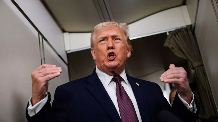 Trump speaking aboard Air Force One