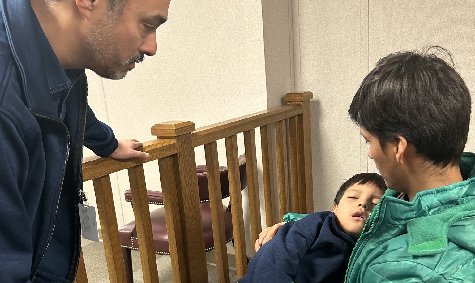 Joaquin Castro visited with Liam Ramos and his father