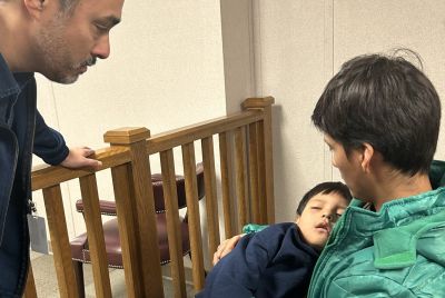 Joaquin Castro visited with Liam Ramos and his father