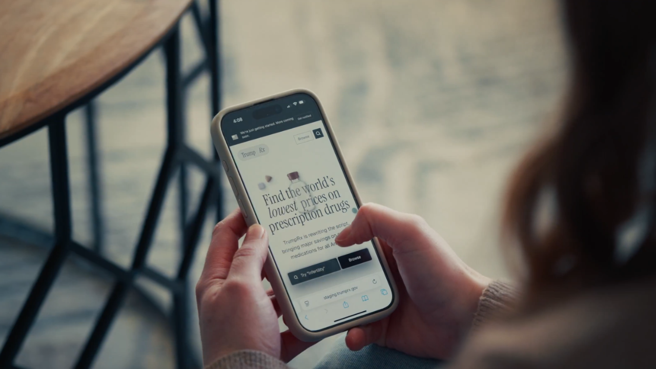 TrumpRx website shown on mobile phone