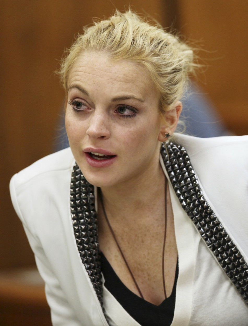 Actress Lindsay Lohan attends a progress report hearing in Beverly Hills