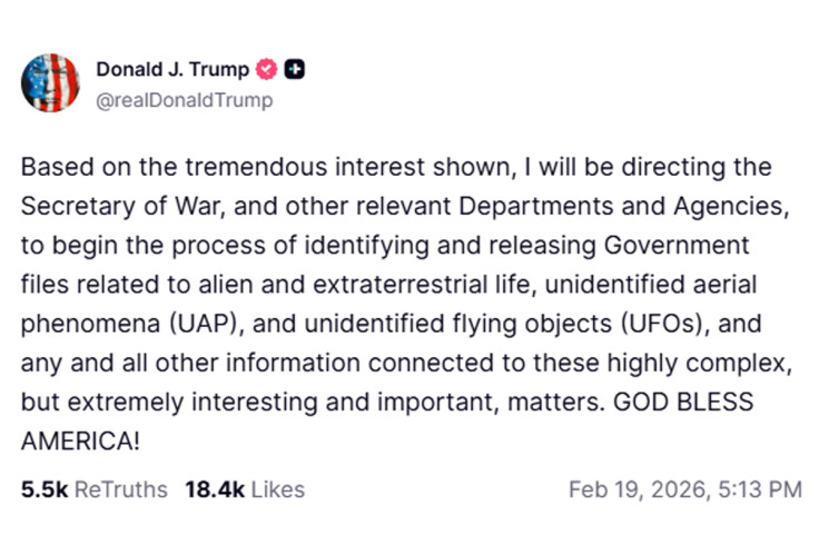 Truth social UFO