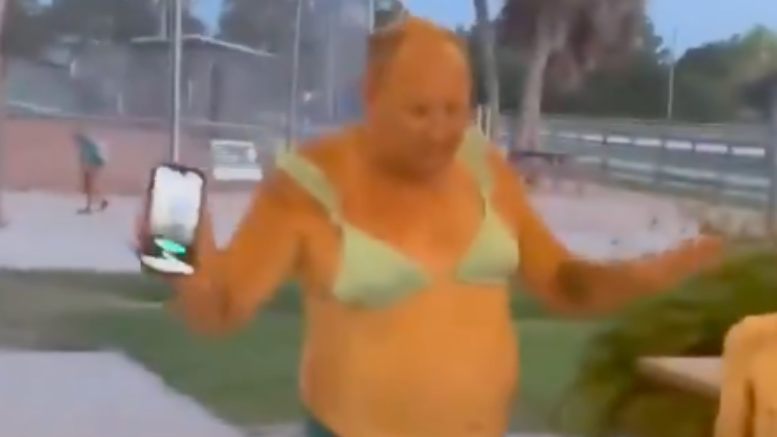 Furious Woman Confronts 'Transgender' Man Wearing a Bikini After He Tried to Go in a Softball Girls' Bathroom