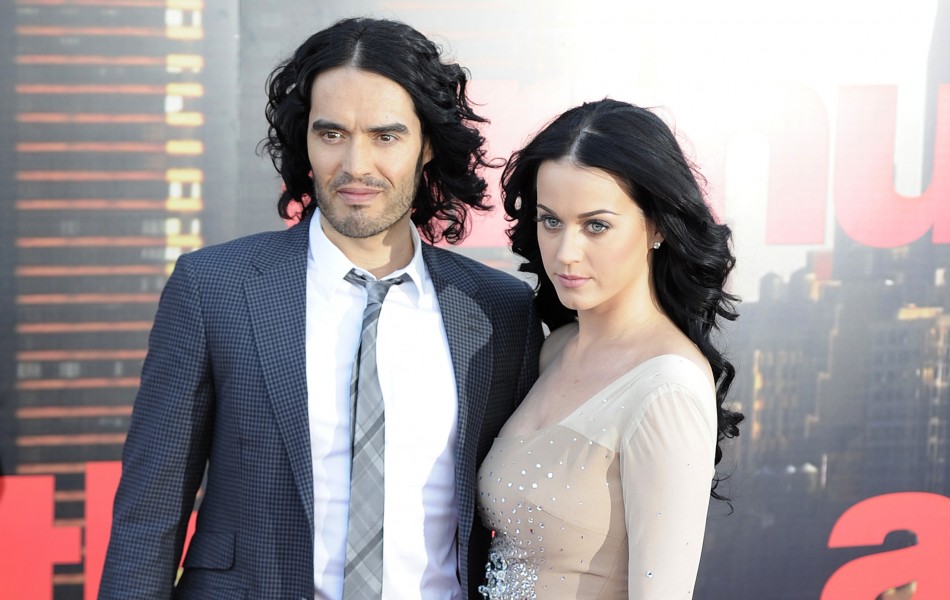 Russell Brand and Katy Perry arrive for the European premiere of the film Arthur in London