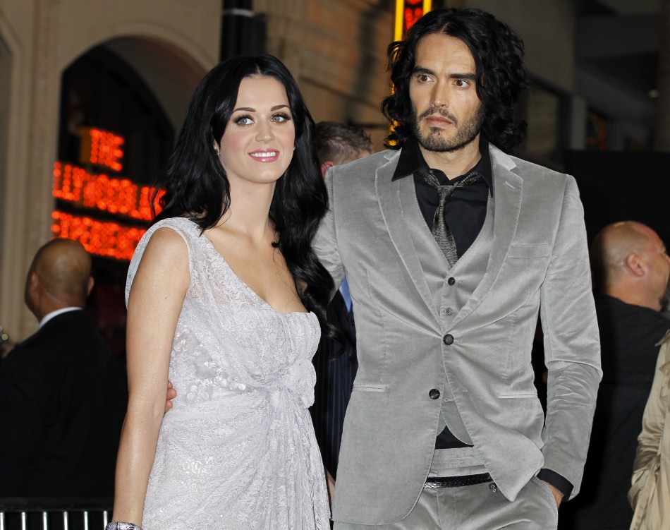 Actor Russell Brand and wife, singer Katy Perry arrive at the premiere of Brands The Tempest in Hollywood