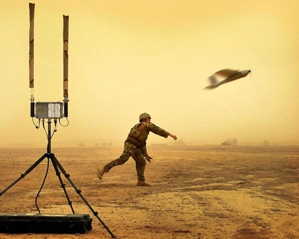 A soldier launching a drone, part of Capt Dave Scammells portfolio which won the Amateur Portfolio Category.