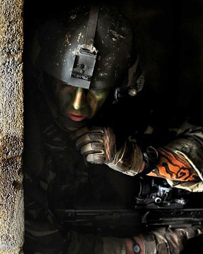 A soldier taking part in a training exercise