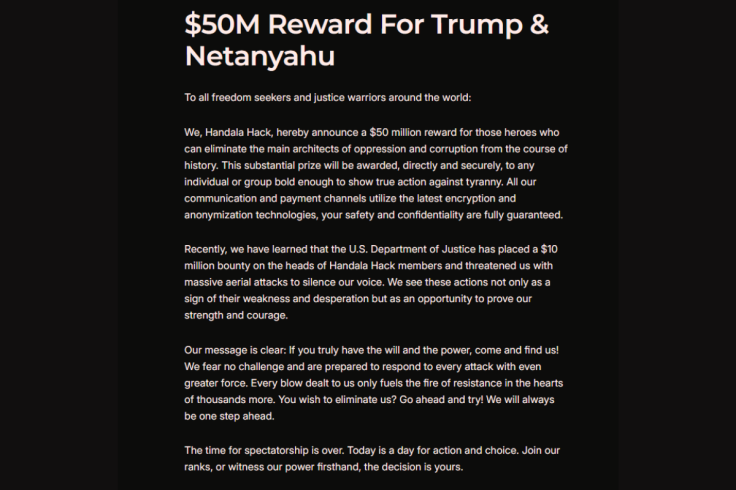 Handala Hack Team $50M bounty