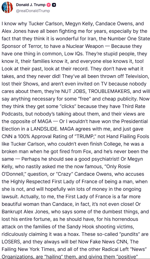 Donald Trumps Truth Social post