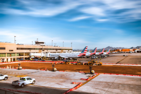 Airplanes on tarmac