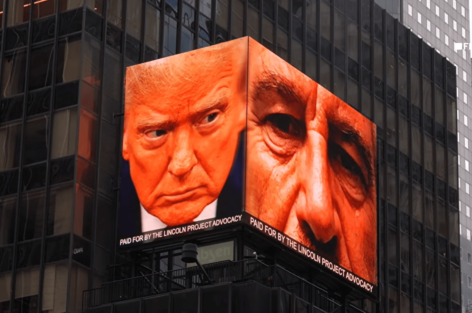 Fury Among MAGA as Donald Trump–Jeffrey Epstein Billboard Goes Up in Times Square