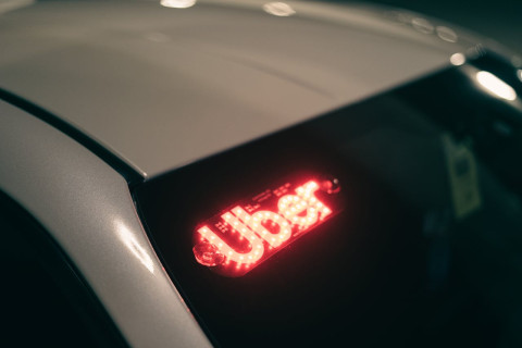 Car with Uber sign