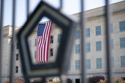 US flag on the Pentagon