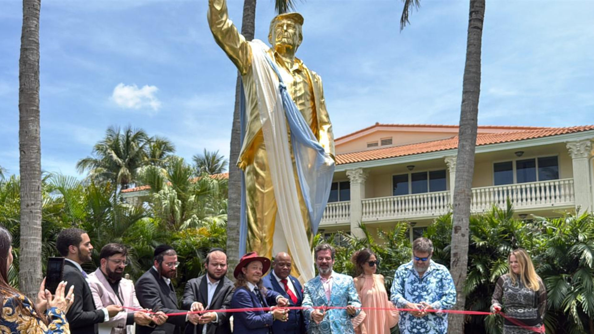 MAGA Evangelical Leaders Under Fire For Leading Prayer Ritual Over Gold Trump Statue at Doral