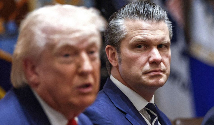 Pete Hegseth pictured with Pres. Trump