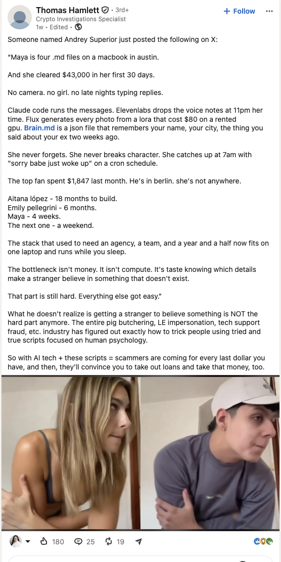 Thomas Hamlett's LinkedIn post